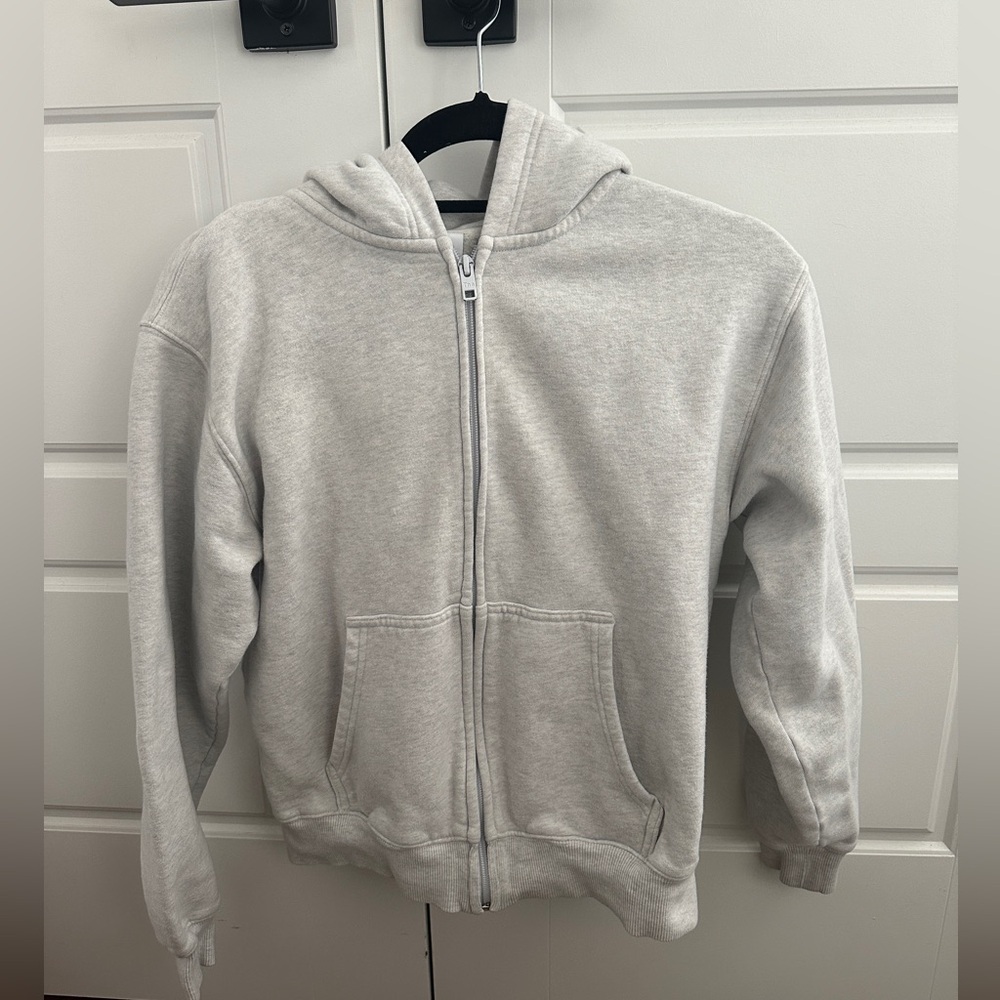 Grey TNA Sweatfleece Cozy Fleece Perfect Fit Light Grey Zip Up Hoodie Size Small